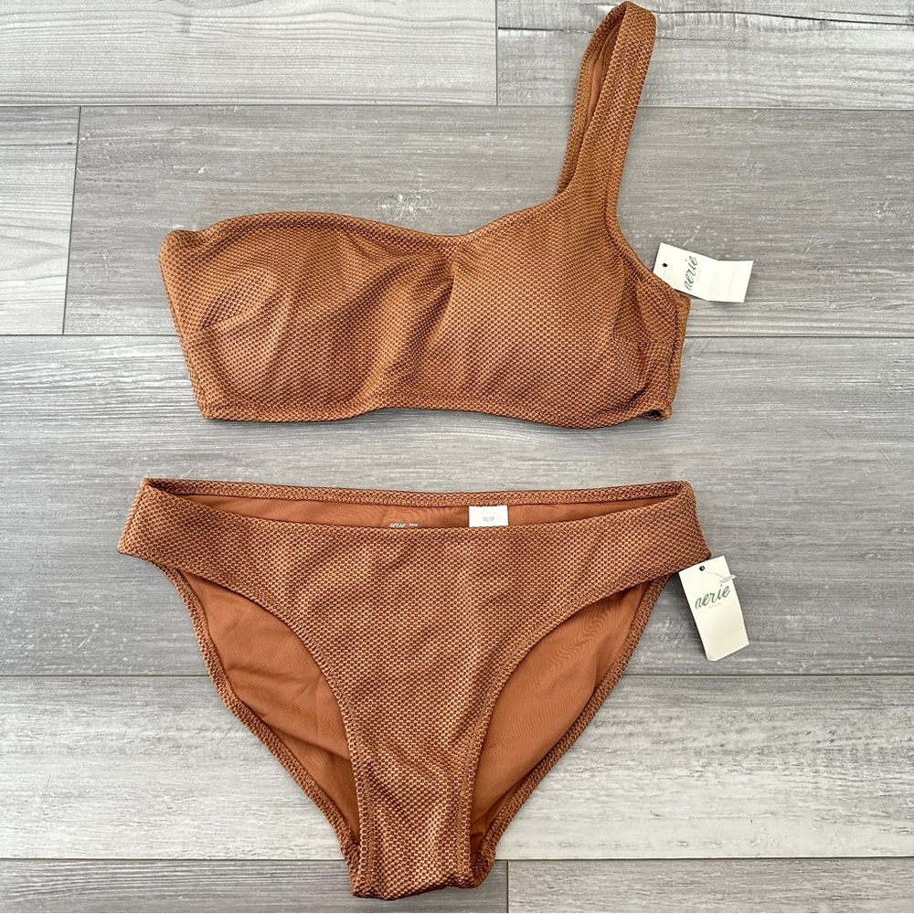 Aerie One Shoulder Brown Bikini